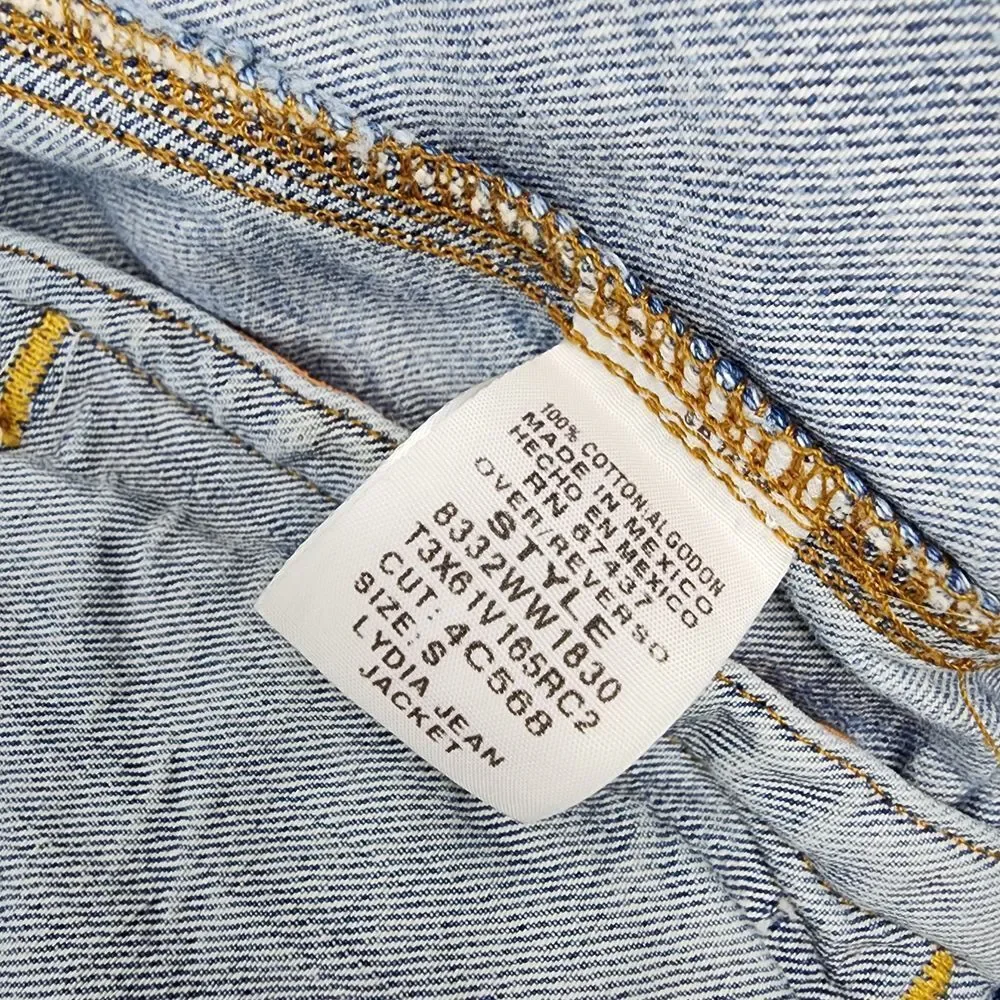Ralph Lauren Polo Jean Jacket Women's Small Distressed Grunge Denim Blue - Picture 5 of 6
